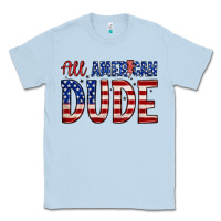 Dusty Blue all american dude Classic Tee - Zillion Design Studio