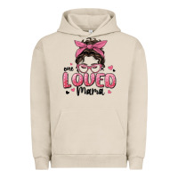 Pigment French Oak one loved mama messy bun Urban Hoodie - MaliasSmallBusiness