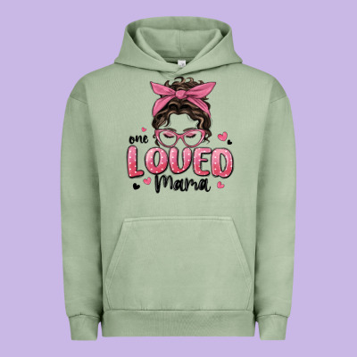 One Loved Mama Messy Bun Urban Hoodie Designed By Maliassmallbusiness