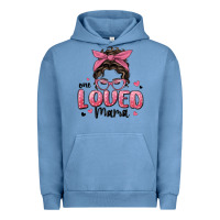 Pigment Pebble Blue one loved mama messy bun Urban Hoodie - MaliasSmallBusiness