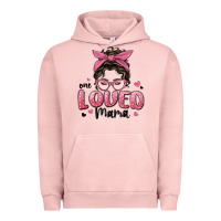 Pigment Salmon one loved mama messy bun Urban Hoodie - MaliasSmallBusiness