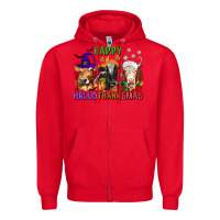 Red happy hallothanksmas with cow Zipper Hoodie - texasbilliewilder