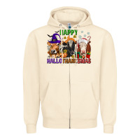 Sandshell happy hallothanksmas with cow Zipper Hoodie - texasbilliewilder