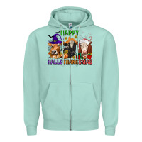 Seafoam happy hallothanksmas with cow Zipper Hoodie - texasbilliewilder