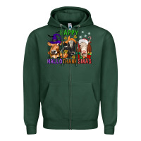 Sports Green happy hallothanksmas with cow Zipper Hoodie - texasbilliewilder