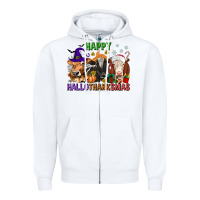 White happy hallothanksmas with cow Zipper Hoodie - texasbilliewilder