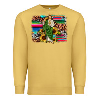 Antique Gold san judas leopard cowhide sunflower background Premium Sweatshirt - JahusDesignShop