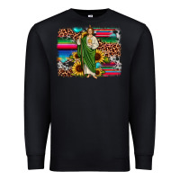 Black san judas leopard cowhide sunflower background Premium Sweatshirt - JahusDesignShop