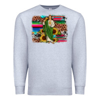 Heather Grey san judas leopard cowhide sunflower background Premium Sweatshirt - JahusDesignShop