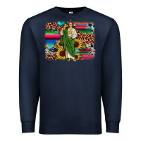 Navy san judas leopard cowhide sunflower background Premium Sweatshirt - JahusDesignShop
