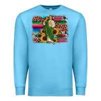 Ocean Blue san judas leopard cowhide sunflower background Premium Sweatshirt - JahusDesignShop