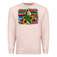 Pale Pink san judas leopard cowhide sunflower background Premium Sweatshirt - JahusDesignShop