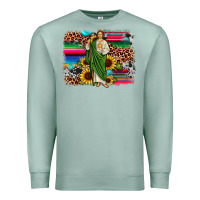 Seafoam san judas leopard cowhide sunflower background Premium Sweatshirt - JahusDesignShop