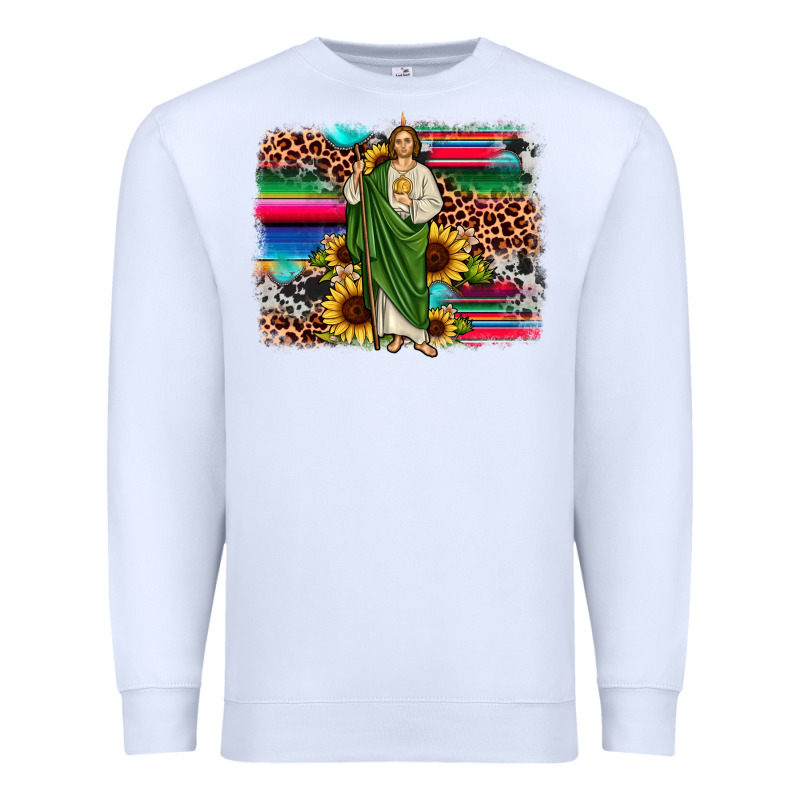 San Judas Leopard Cowhide Sunflower Background Premium Sweatshirt by JahusDesignShop | Teevron
