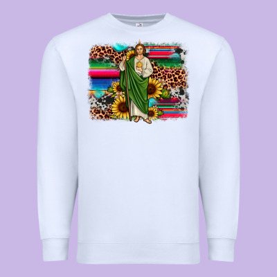 San Judas Leopard Cowhide Sunflower Background Premium Sweatshirt Designed By Jahusdesignshop