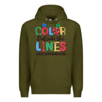 Army Green color outside the lines autism awareness Premium Hoodie - MaliasSmallBusiness