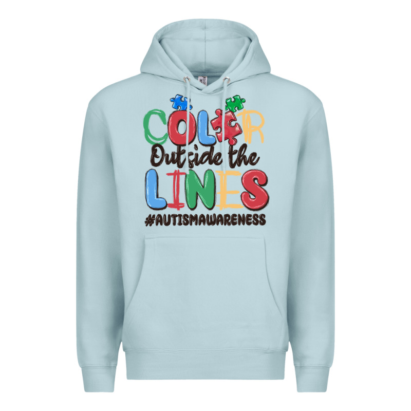 Color Outside The Lines Autism Awareness Premium Hoodie by MaliasSmallBusiness | Teevron