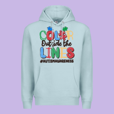 Color Outside The Lines Autism Awareness Premium Hoodie Designed By Maliassmallbusiness