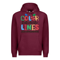 Burgundy color outside the lines autism awareness Premium Hoodie - MaliasSmallBusiness