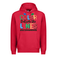 Cardinal color outside the lines autism awareness Premium Hoodie - MaliasSmallBusiness
