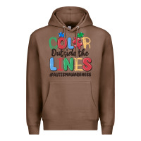 Chestnut color outside the lines autism awareness Premium Hoodie - MaliasSmallBusiness