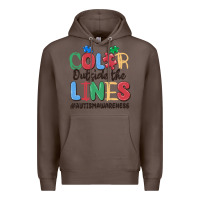 Coffee color outside the lines autism awareness Premium Hoodie - MaliasSmallBusiness