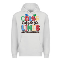Dove Grey color outside the lines autism awareness Premium Hoodie - MaliasSmallBusiness