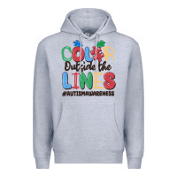 Heather Grey color outside the lines autism awareness Premium Hoodie - MaliasSmallBusiness