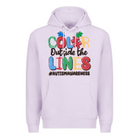 Lilac color outside the lines autism awareness Premium Hoodie - MaliasSmallBusiness