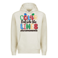 Oatmeal Heather color outside the lines autism awareness Premium Hoodie - MaliasSmallBusiness