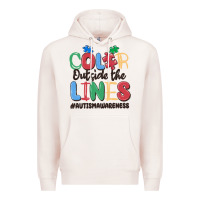Pale Pink color outside the lines autism awareness Premium Hoodie - MaliasSmallBusiness