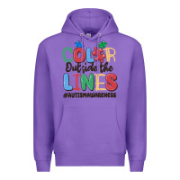 Purple color outside the lines autism awareness Premium Hoodie - MaliasSmallBusiness