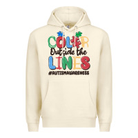 Sandshell color outside the lines autism awareness Premium Hoodie - MaliasSmallBusiness