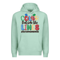 Seafoam color outside the lines autism awareness Premium Hoodie - MaliasSmallBusiness