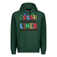 Sports Green color outside the lines autism awareness Premium Hoodie - MaliasSmallBusiness