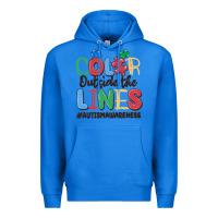 True Royal color outside the lines autism awareness Premium Hoodie - MaliasSmallBusiness