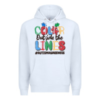 White color outside the lines autism awareness Premium Hoodie - MaliasSmallBusiness