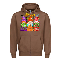 Chestnut happy hallothanksmas gnomes Zipper Hoodie - texasbilliewilder