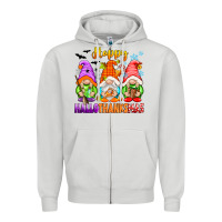 Dove Grey happy hallothanksmas gnomes Zipper Hoodie - texasbilliewilder