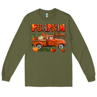 Army Green pumpkin farm truck Long Sleeve Tee - AdoDesignShop