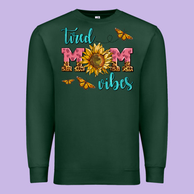 Tired Mom Vibes Premium Sweatshirt Designed By Adodesignshop