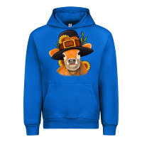 Cobalt Thanksgiving Cow Urban Hoodie - NancyCooperArtShop