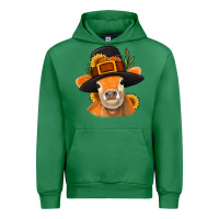Emerald Thanksgiving Cow Urban Hoodie - NancyCooperArtShop