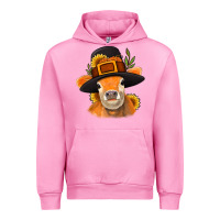 Fuchsia Pink Thanksgiving Cow Urban Hoodie - NancyCooperArtShop