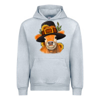 Heather Grey Thanksgiving Cow Urban Hoodie - NancyCooperArtShop
