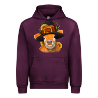 Mauve Wine Thanksgiving Cow Urban Hoodie - NancyCooperArtShop