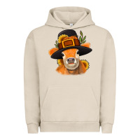 Pigment French Oak Thanksgiving Cow Urban Hoodie - NancyCooperArtShop