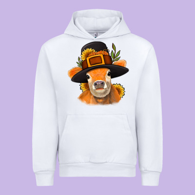 Thanksgiving Cow Urban Hoodie Designed By Nancycooperartshop