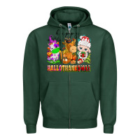 Sports Green happy hallothanksmas farm animals Zipper Hoodie - texasbilliewilder