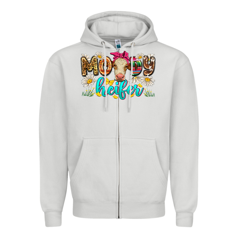 Moody Heifer Zipper Hoodie by Zillion Design Studio | Teevron